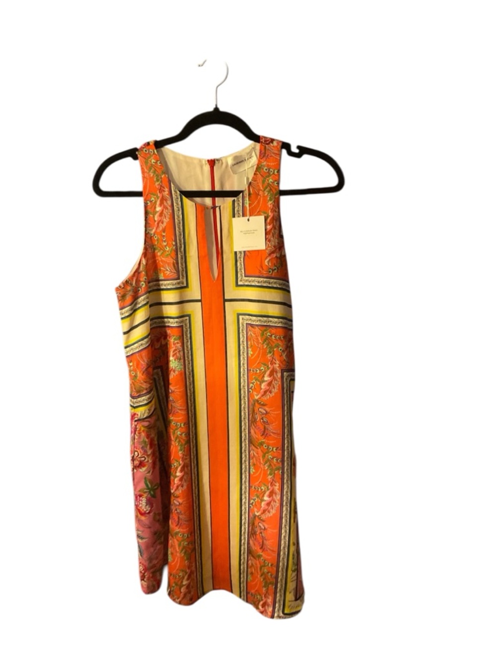 Lavender Brown Orange Printed Midi Shift Dress